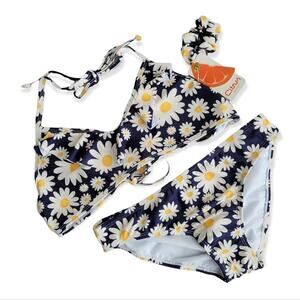 Citrus two piece ruffle top daisy print swimsuit Size 16